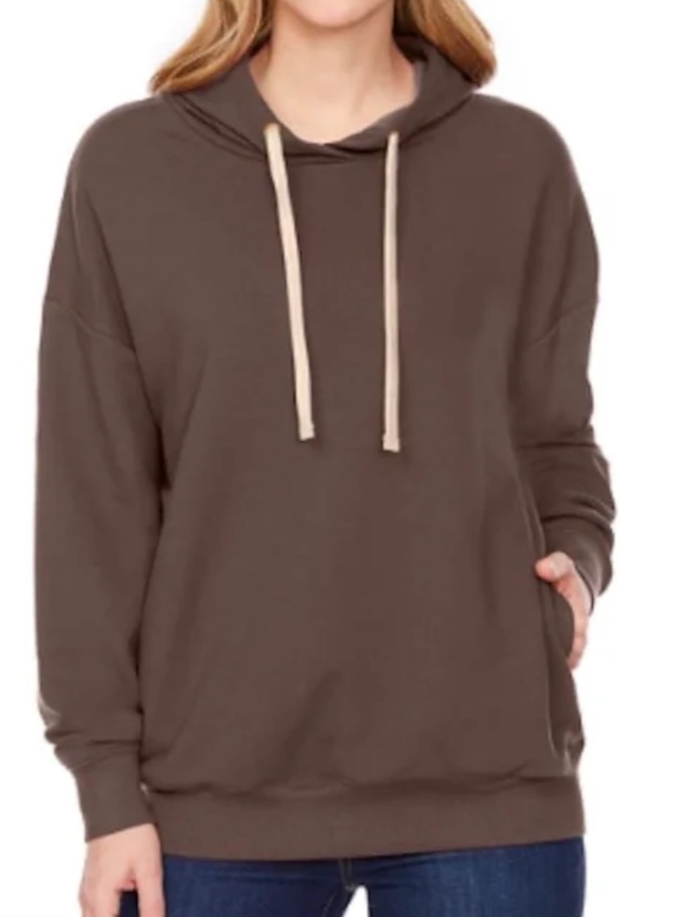 Buffalo by David Bitton cocoa brown hooded sweatshirt with ivory tie. Size M